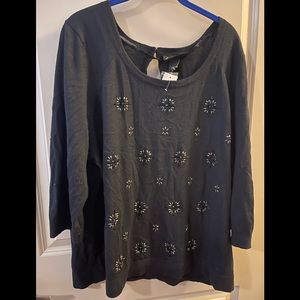Lane Bryant Black Sweater with Embellishments